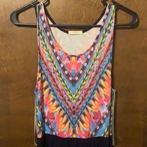 Navy Maxi Dress with bright print on top